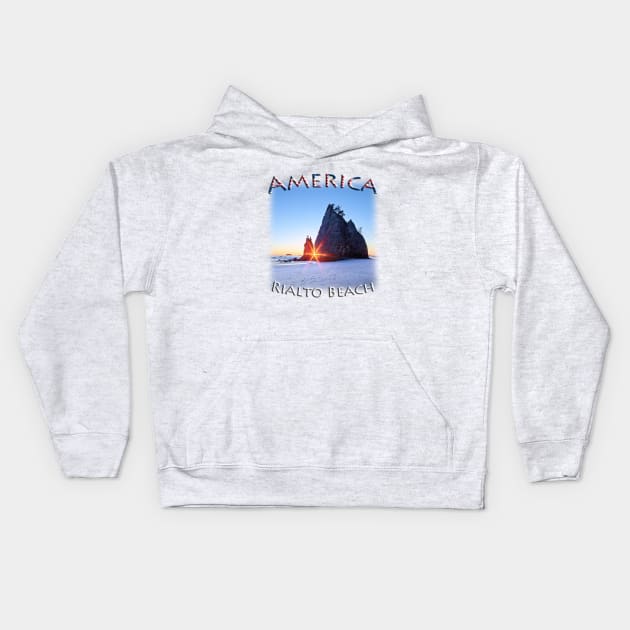 America - Washington - Rialto Beach sunset Kids Hoodie by TouristMerch